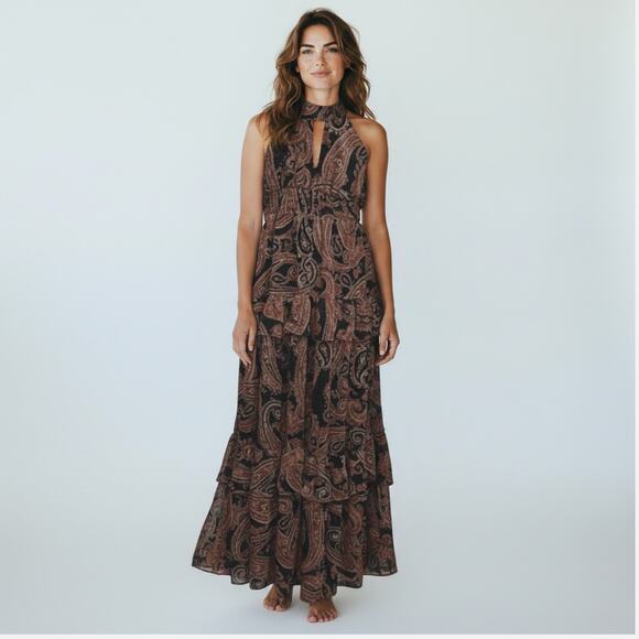 Dress Forum Dresses & Skirts - DRESS FORUM Women's Rustic Paisley Ruffled Halter Dress Size S